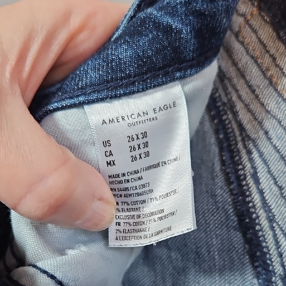 American Eagle Outfitters Airflex + Stacked Skinny Blue Jean 26 x 30 - Picture 4 of 5